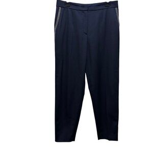 ESCADA Navy Blue Virgin Wool Dress Pants With White Contrast Size 38 Office Wear